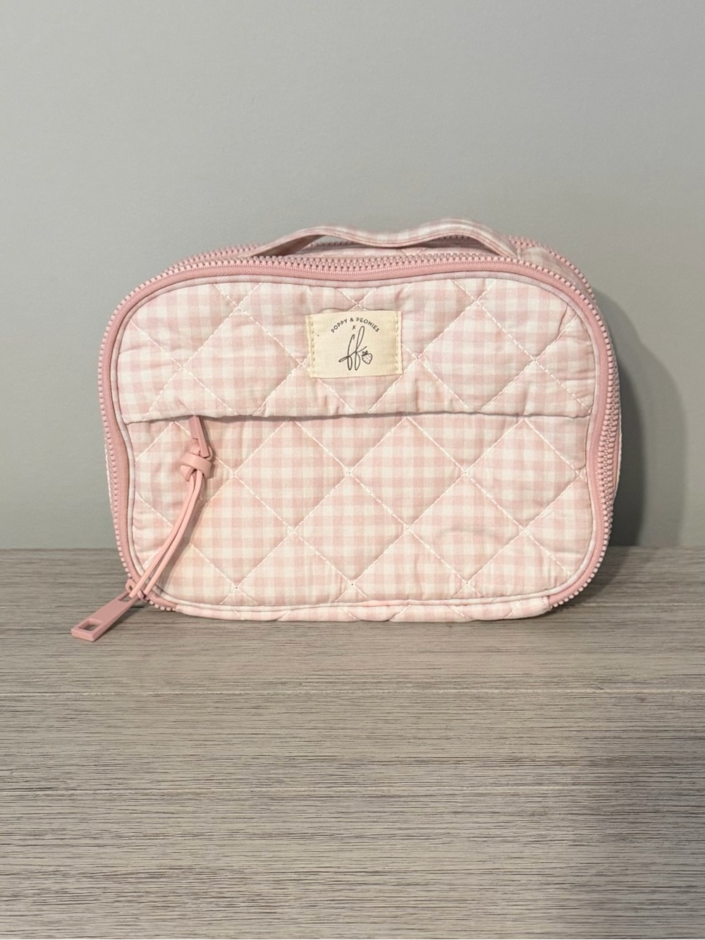 🍓 Poppy & Peonies Pink Gingham Companion Cosmetic